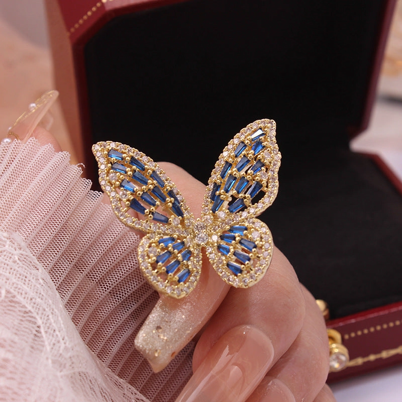 Wholesale Zircon Butterfly Open Copper Rings