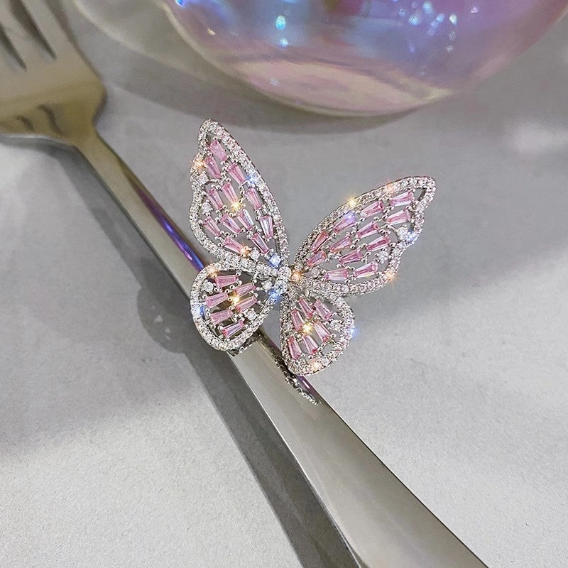 Wholesale Zircon Butterfly Open Copper Rings