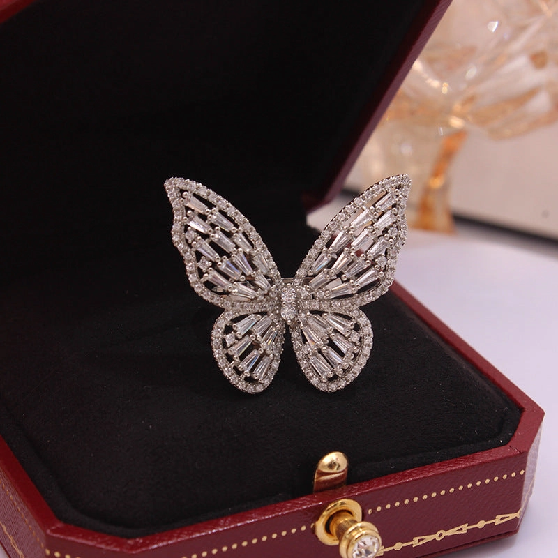 Wholesale Zircon Butterfly Open Copper Rings