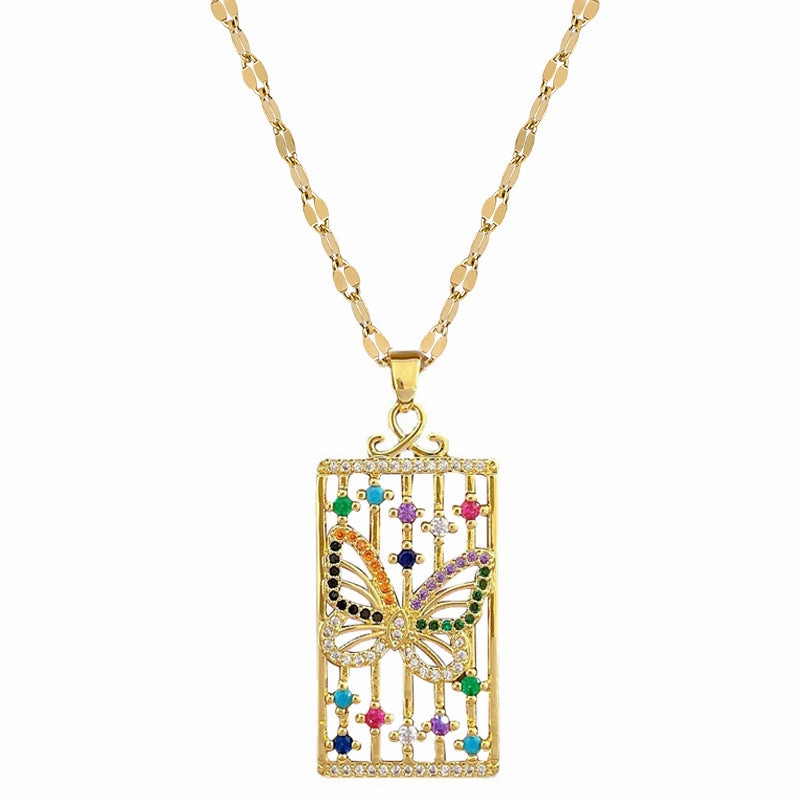 Wholesale Zircon Butterfly Stainless Steel Necklaces