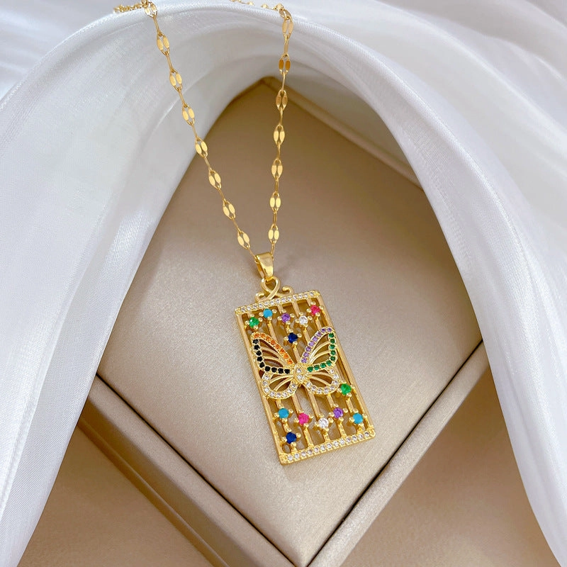 Wholesale Zircon Butterfly Stainless Steel Necklaces