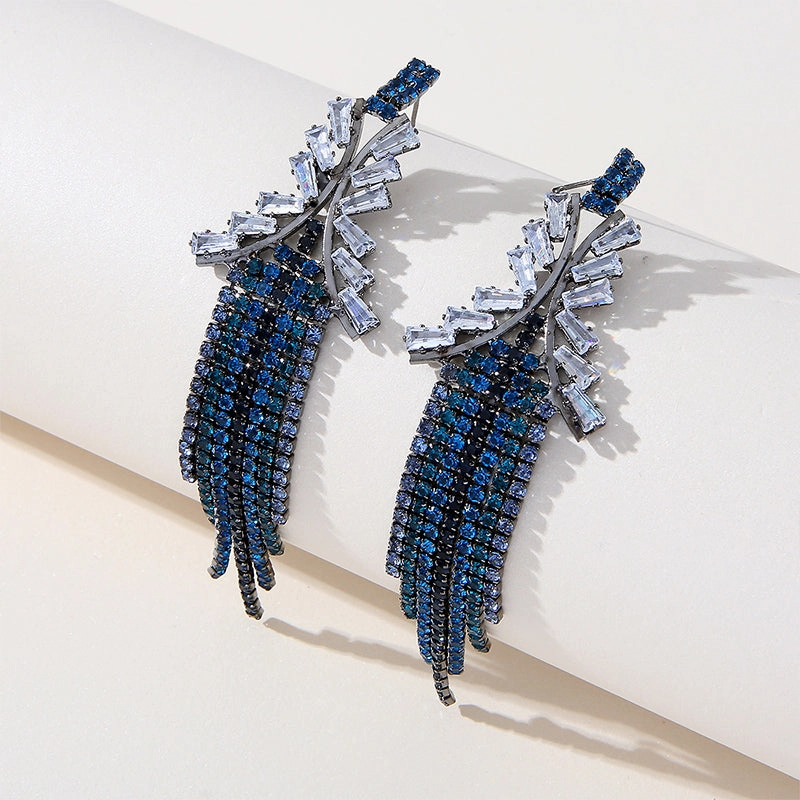 Wholesale Zircon Chain Tassel Full Diamond Luxury Earrings OLY-ES-SHY003