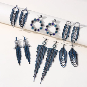 Wholesale Zircon Chain Tassel Full Diamond Luxury Earrings OLY-ES-SHY003