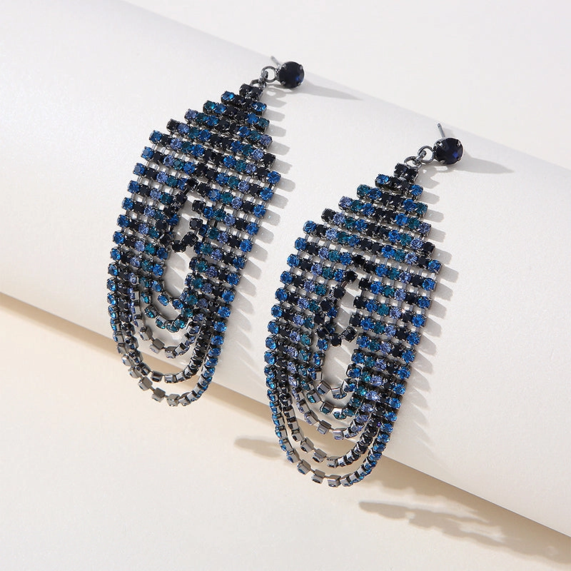 Wholesale Zircon Chain Tassel Full Diamond Luxury Earrings OLY-ES-SHY003