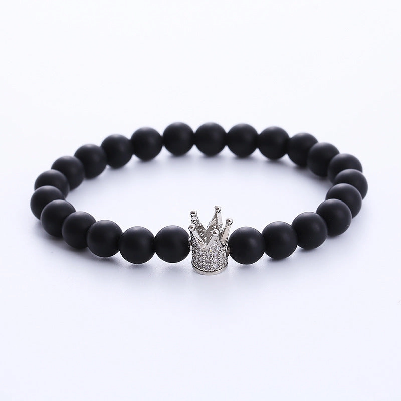 Wholesale Zircon Crown Beaded Copper Bracelet