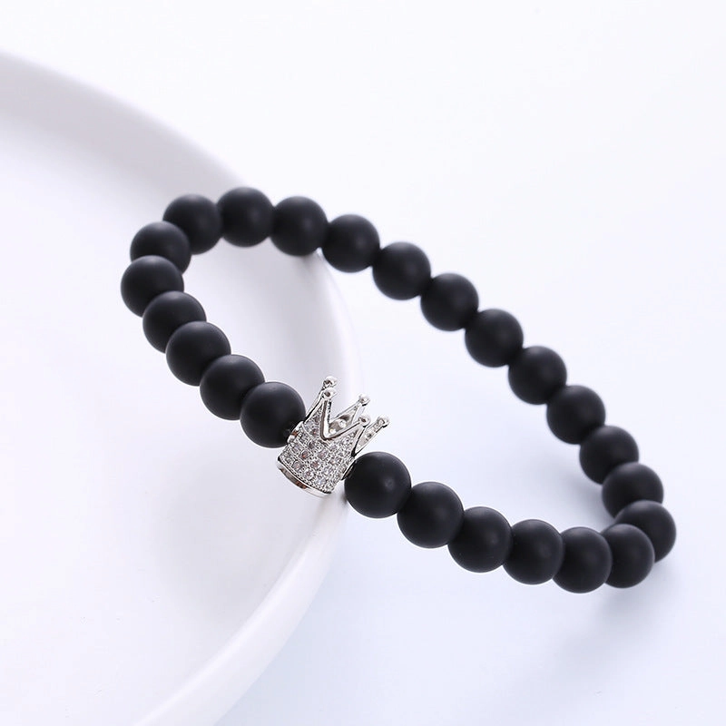 Wholesale Zircon Crown Beaded Copper Bracelet