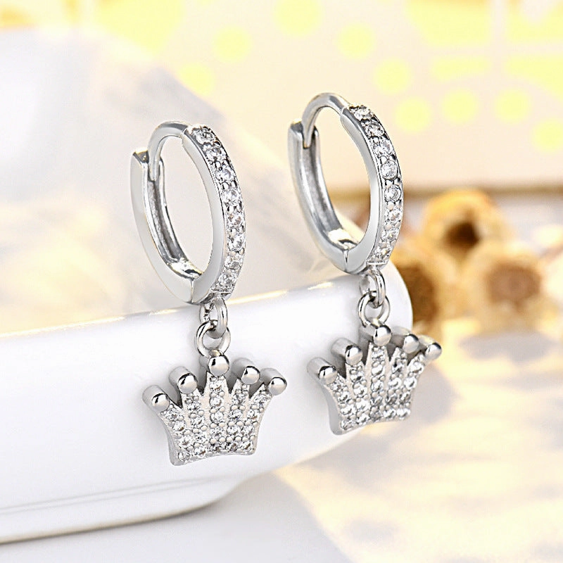 Wholesale Zircon Crown Copper Earrings
