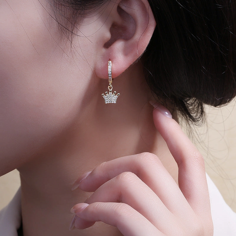 Wholesale Zircon Crown Copper Earrings