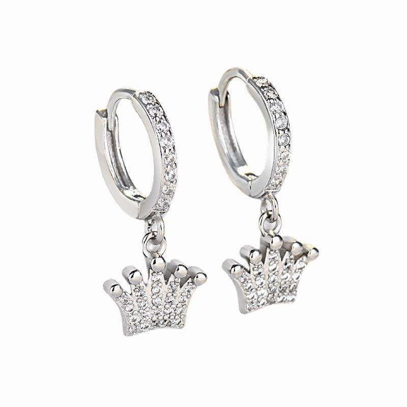 Wholesale Zircon Crown Copper Earrings
