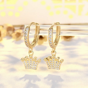 Wholesale Zircon Crown Copper Earrings