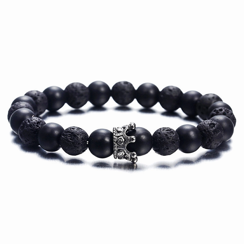 Wholesale Zircon Crown Lava Stone Beads Bracelet