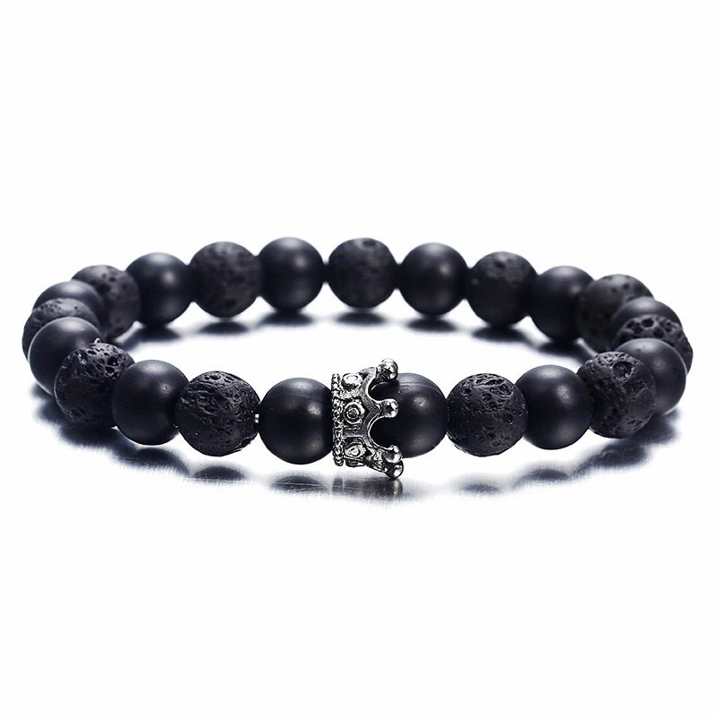 Wholesale Zircon Crown Lava Stone Beads Bracelet