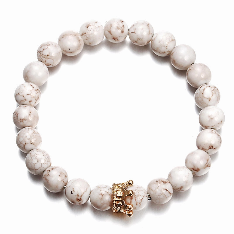 Wholesale Zircon Crown Lava Stone Beads Bracelet