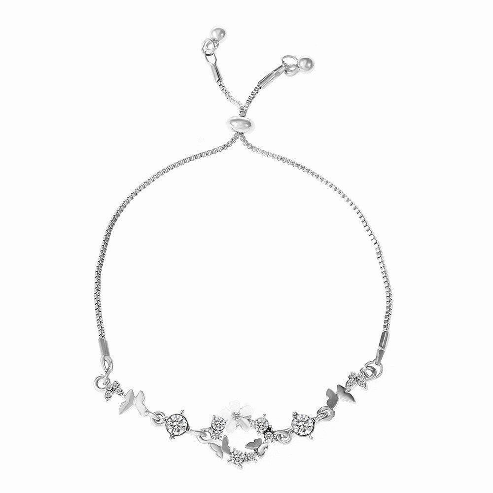 Wholesale Zircon Flower Butterfly Alloy Bracelet