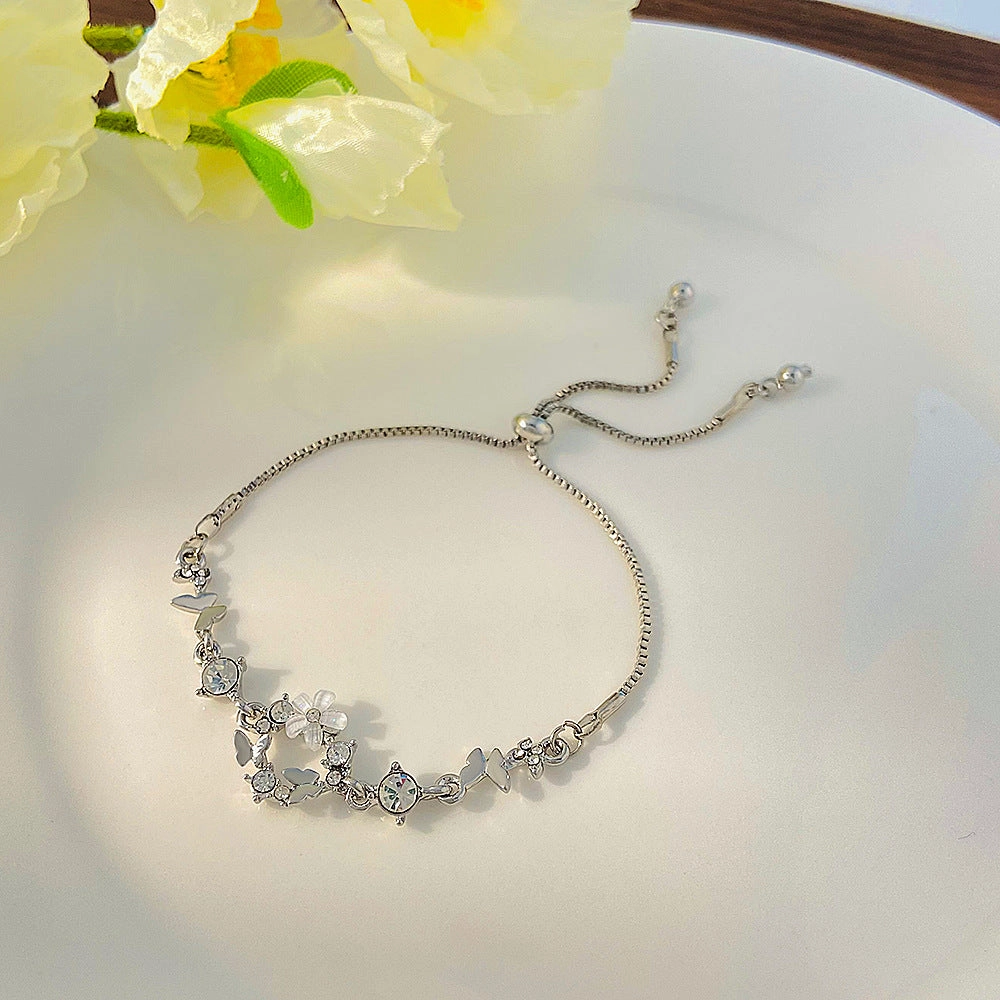 Wholesale Zircon Flower Butterfly Alloy Bracelet