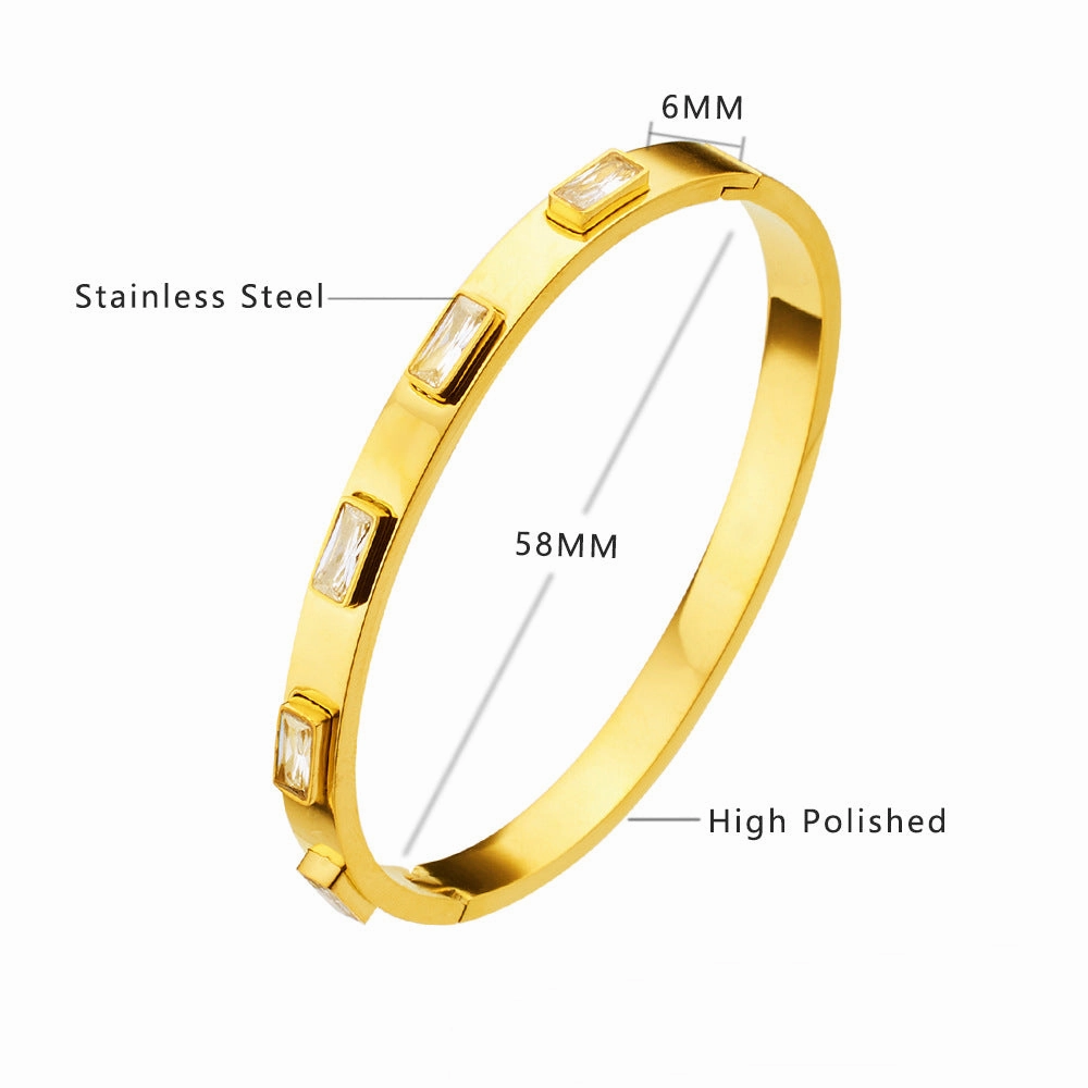 Wholesale Zircon Gold Titanium Steel Bracelets