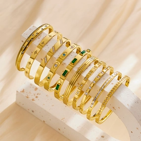 Wholesale Zircon Gold Titanium Steel Diamond Bracelet