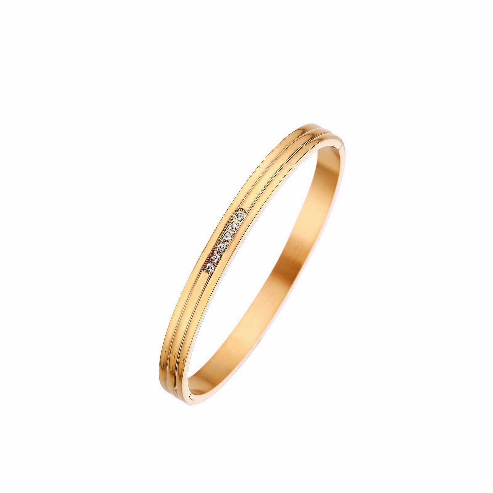 Wholesale Zircon Gold Titanium Steel Diamond Bracelet