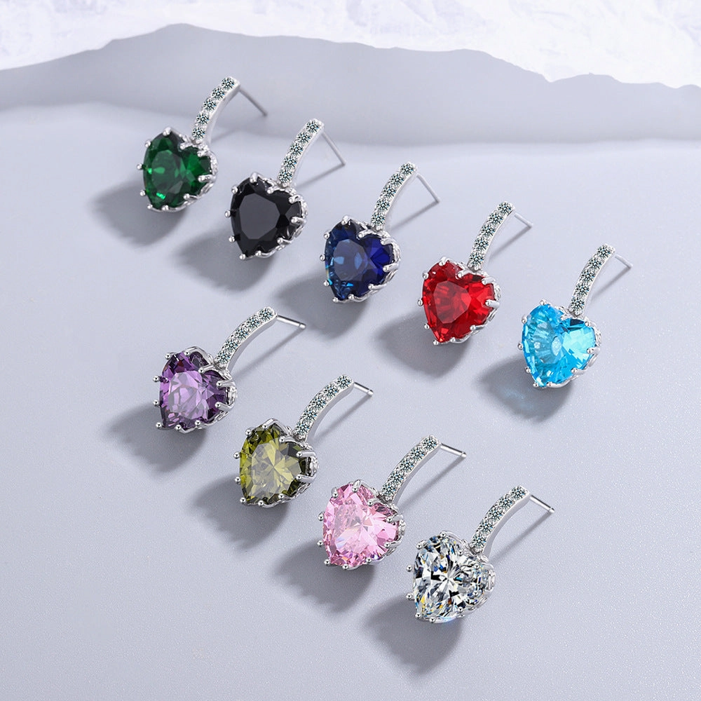 Wholesale Zircon Heart Copper Earrings