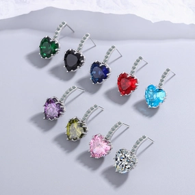 Wholesale Zircon Heart Copper Earrings