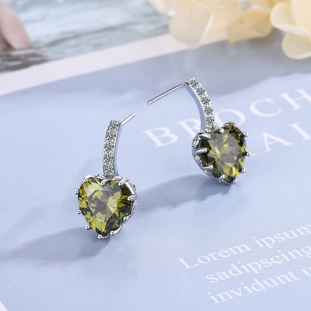 Wholesale Zircon Heart Copper Earrings
