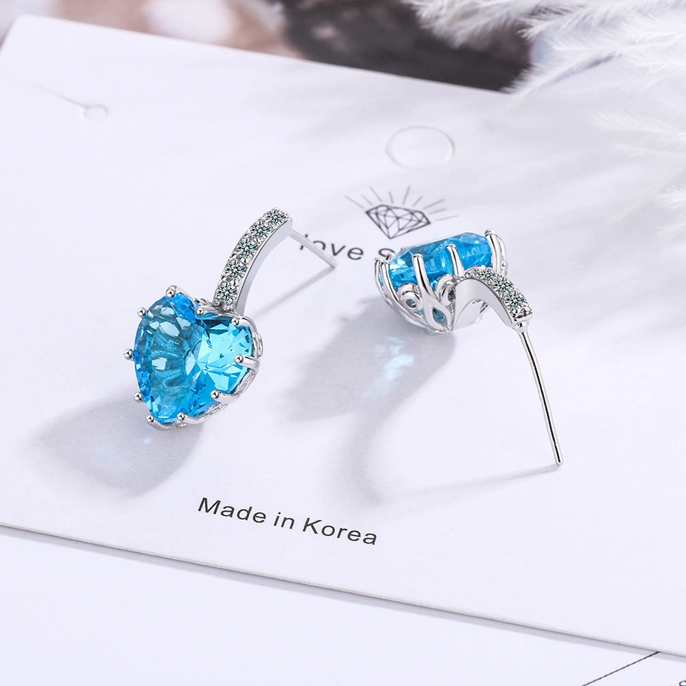 Wholesale Zircon Heart Copper Earrings