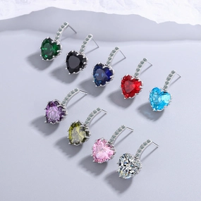 Wholesale Zircon Heart Copper Earrings