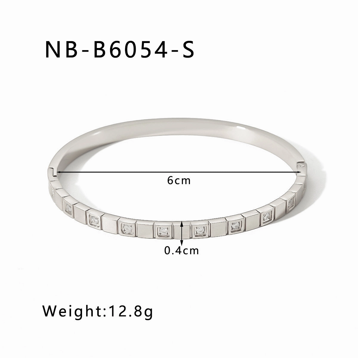 Wholesale Zircon Heart Quadrilateral Geometric White Zircon Green Zircon Titanium Steel Real Gold Electroplating Color-preserving Bracelet