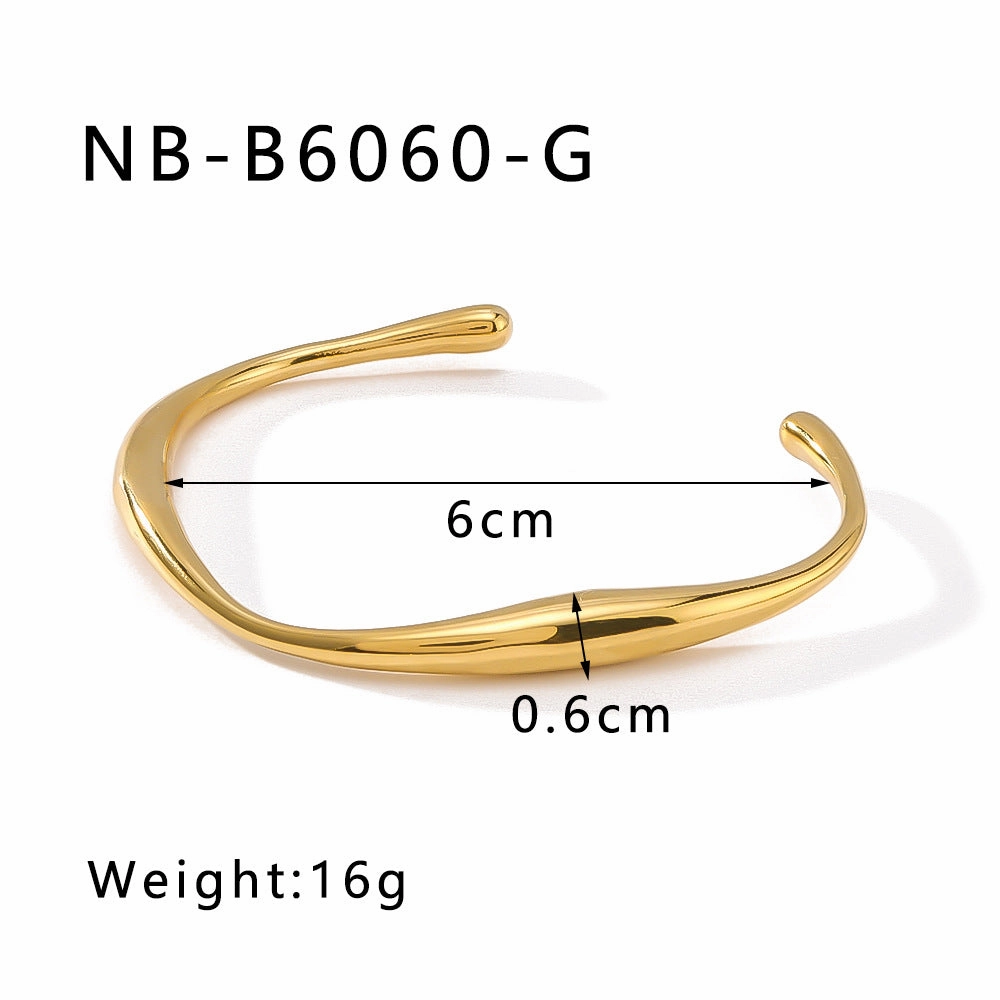 Wholesale Zircon Heart Quadrilateral Geometric White Zircon Green Zircon Titanium Steel Real Gold Electroplating Color-preserving Bracelet