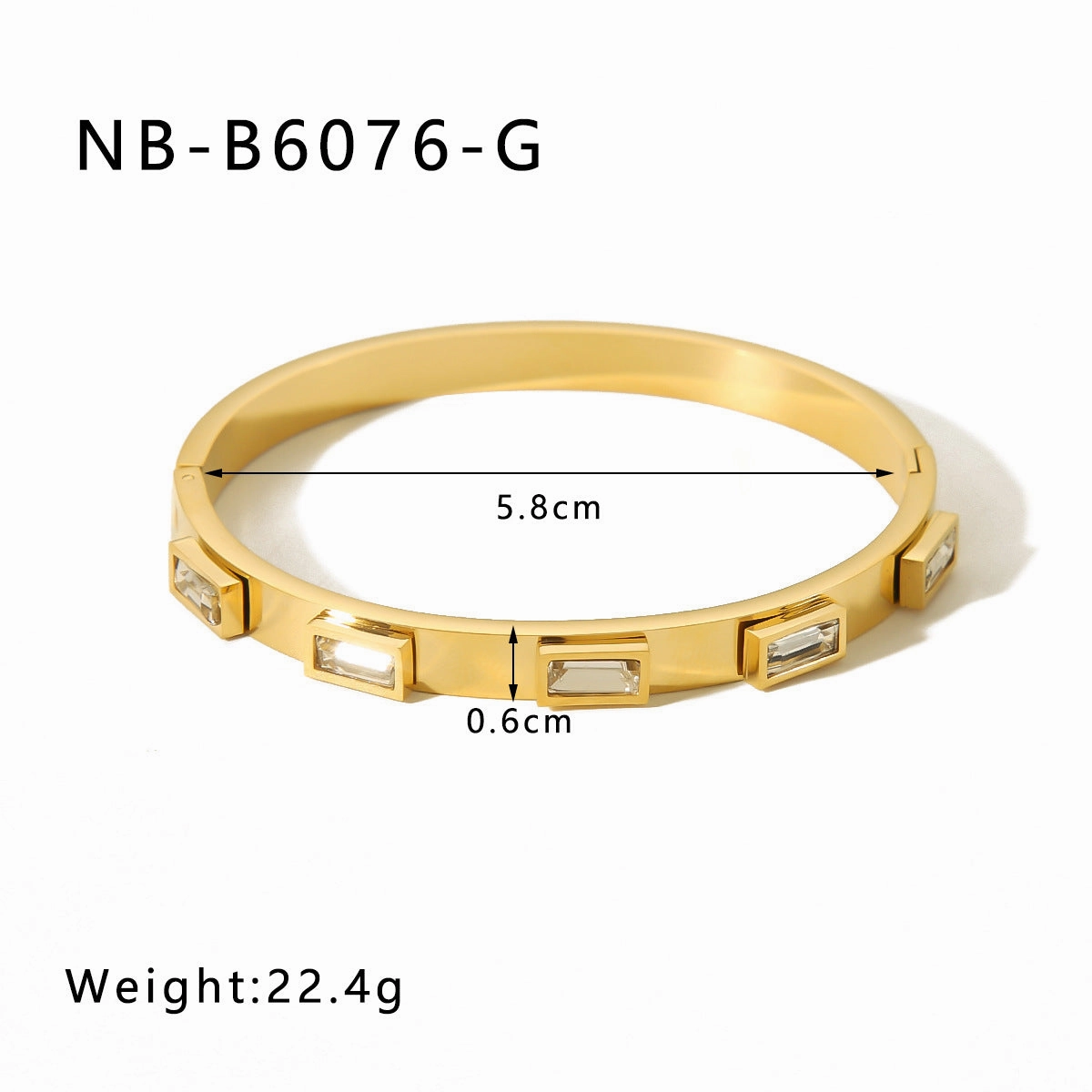 Wholesale Zircon Heart Quadrilateral Geometric White Zircon Green Zircon Titanium Steel Real Gold Electroplating Color-preserving Bracelet