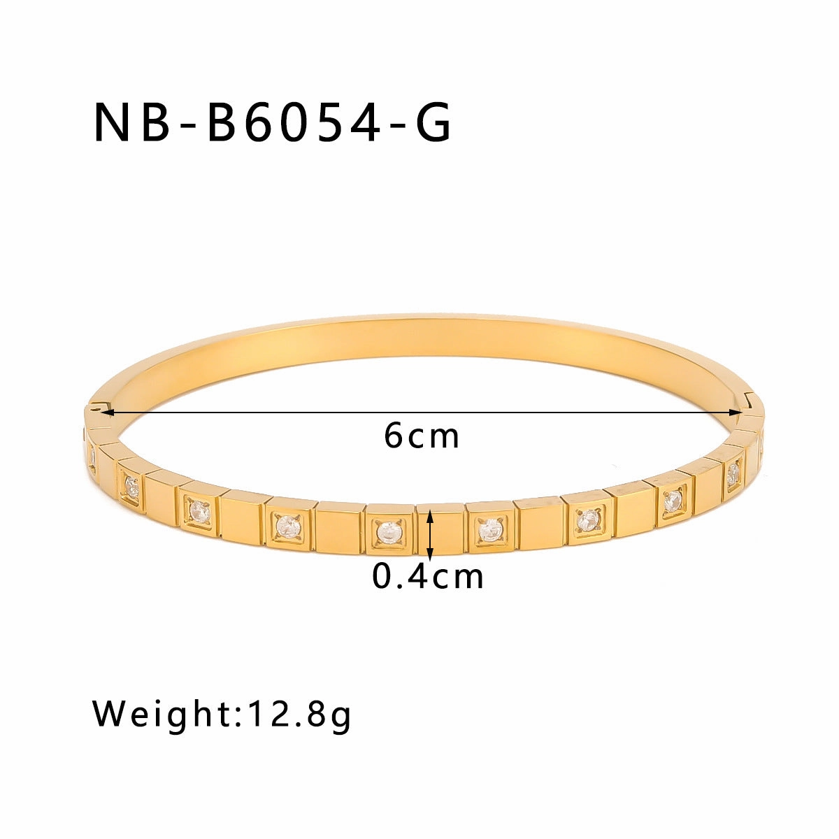 Wholesale Zircon Heart Quadrilateral Geometric White Zircon Green Zircon Titanium Steel Real Gold Electroplating Color-preserving Bracelet