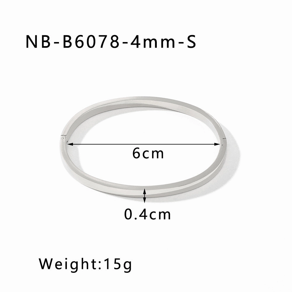 Wholesale Zircon Heart Quadrilateral Geometric White Zircon Green Zircon Titanium Steel Real Gold Electroplating Color-preserving Bracelet