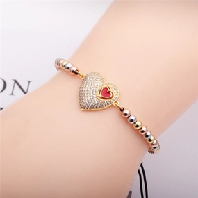 Wholesale Zircon Heart-shaped Copper Bracelet