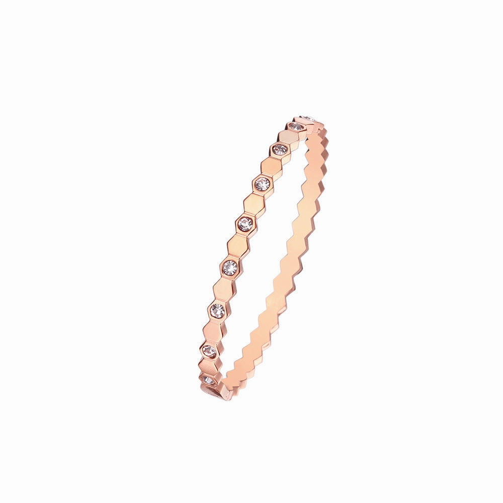 Wholesale Zircon Hexagonal Honeycomb Titanium Steel Bracelet