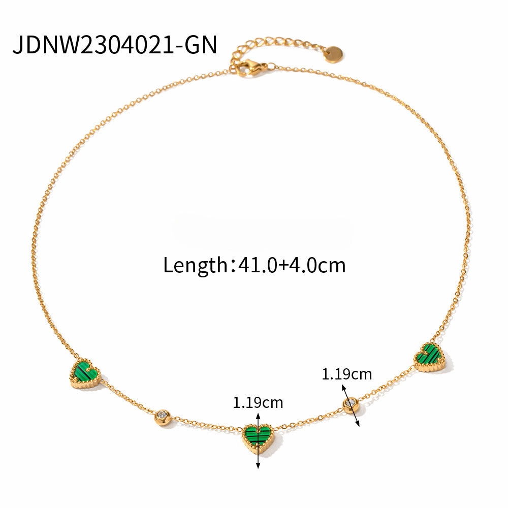 Wholesale Zircon Inlaid Hearts Stainless Steel Necklaces