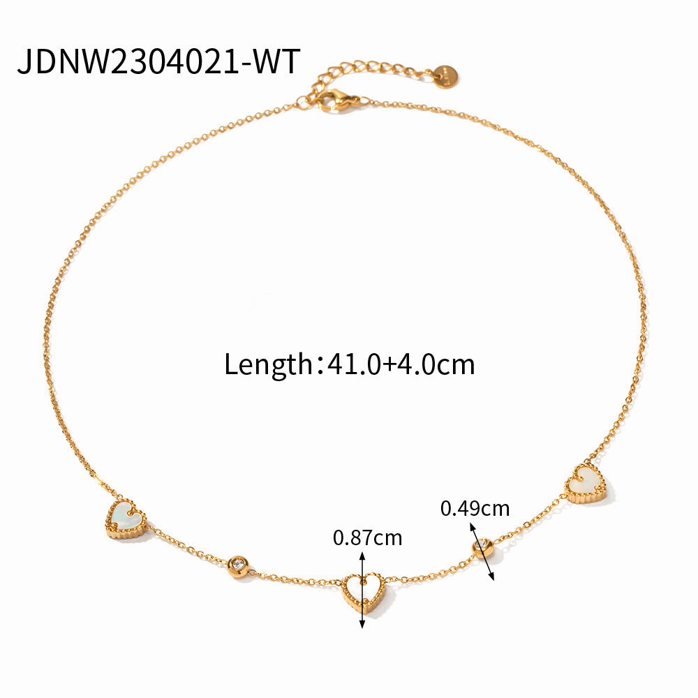 Wholesale Zircon Inlaid Hearts Stainless Steel Necklaces
