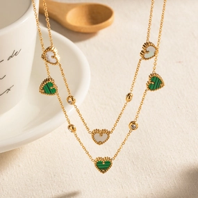 Wholesale Zircon Inlaid Hearts Stainless Steel Necklaces