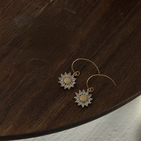Wholesale Zircon Inlaid Sunflower Alloy Earrings