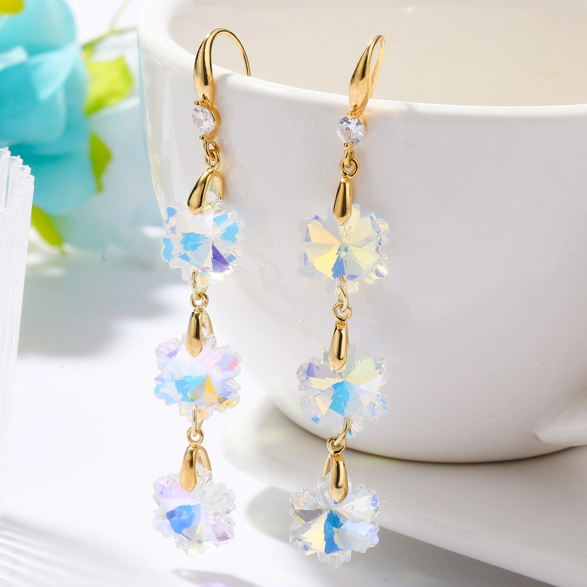 Wholesale Zircon Long Austrian Crystal Earrings