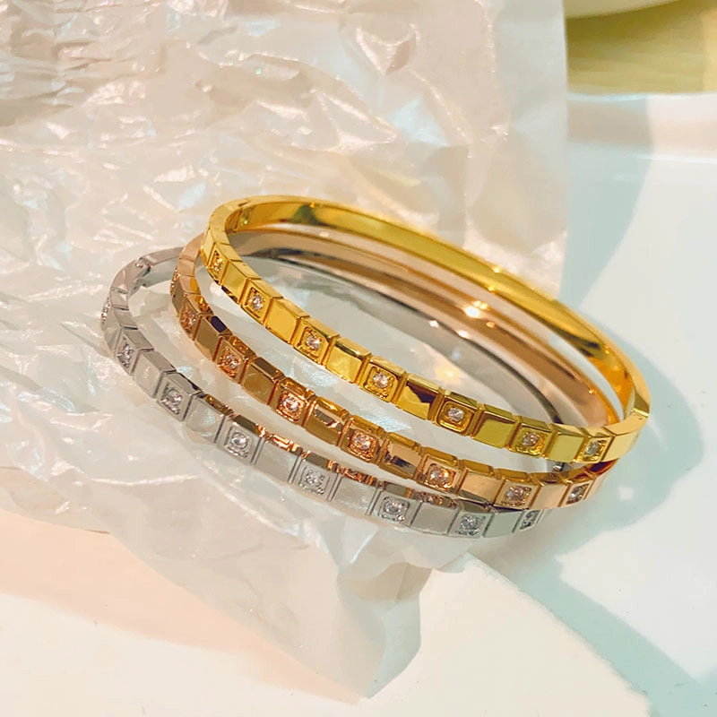 Wholesale Zircon Micro-paved Non-fading Titanium Steel Bracelet