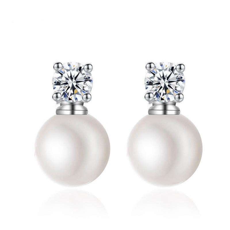 Wholesale Zircon Pearl Copper Earrings