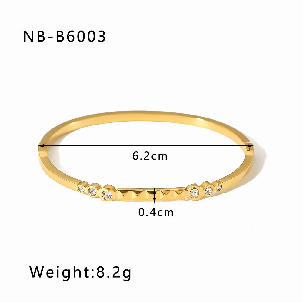 Wholesale Zircon Roman Numeral Diamond Five-pointed Star Stainless Steel Gold Plated Bracelet