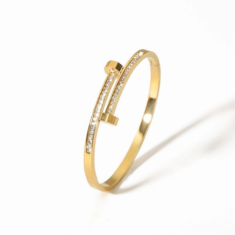 Wholesale Zircon Roman Numeral Diamond Five-pointed Star Stainless Steel Gold Plated Bracelet