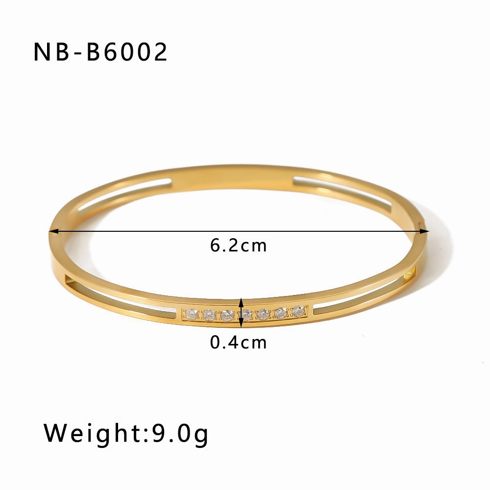 Wholesale Zircon Roman Numeral Diamond Five-pointed Star Stainless Steel Gold Plated Bracelet