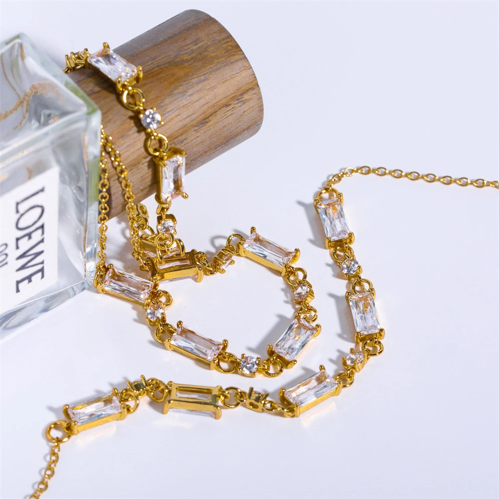Wholesale Zircon Stainless Steel Gold Plated Necklaces