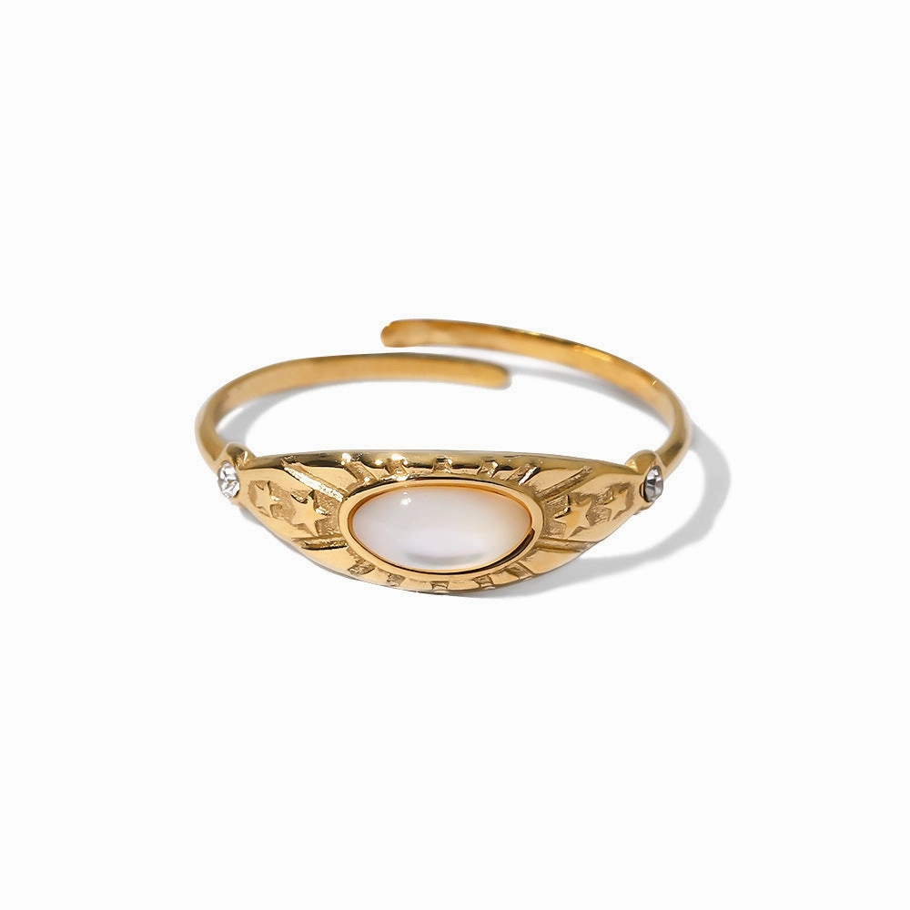 Wholesale Zircon Star Titanium Steel 14K Gold Ring