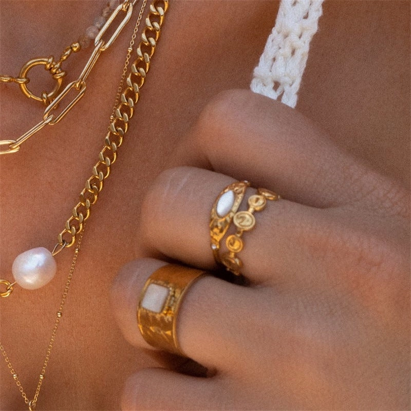 Wholesale Zircon Star Titanium Steel 14K Gold Ring