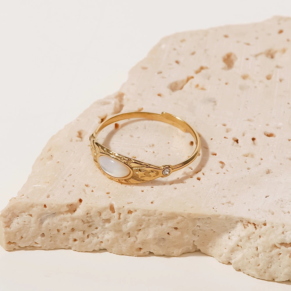 Wholesale Zircon Star Titanium Steel 14K Gold Ring
