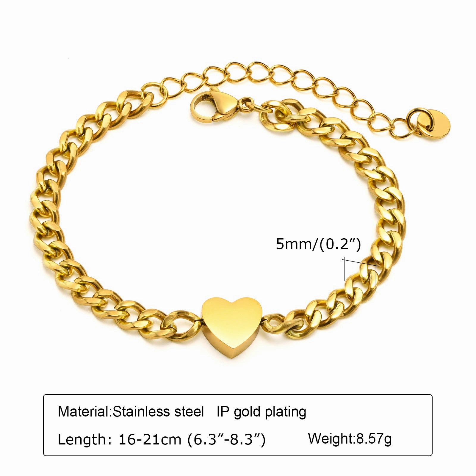 Wholesale Zircon Thick Chain Stainless Steel Bracelets
