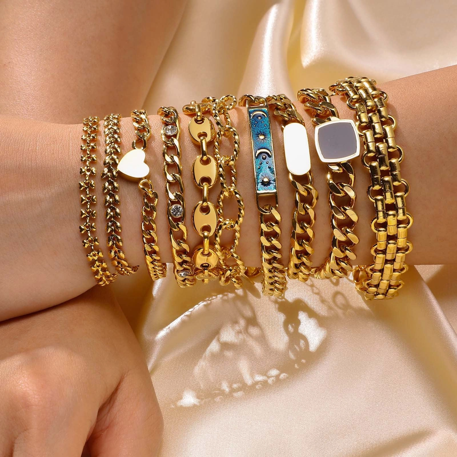 Wholesale Zircon Thick Chain Stainless Steel Bracelets